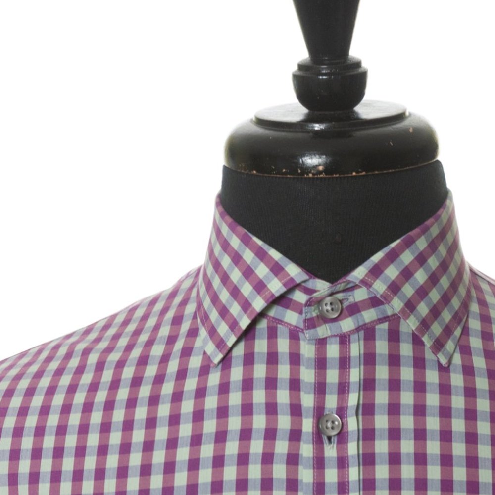 Sand Copenhagen Purple on Green Check Cotton Shirt